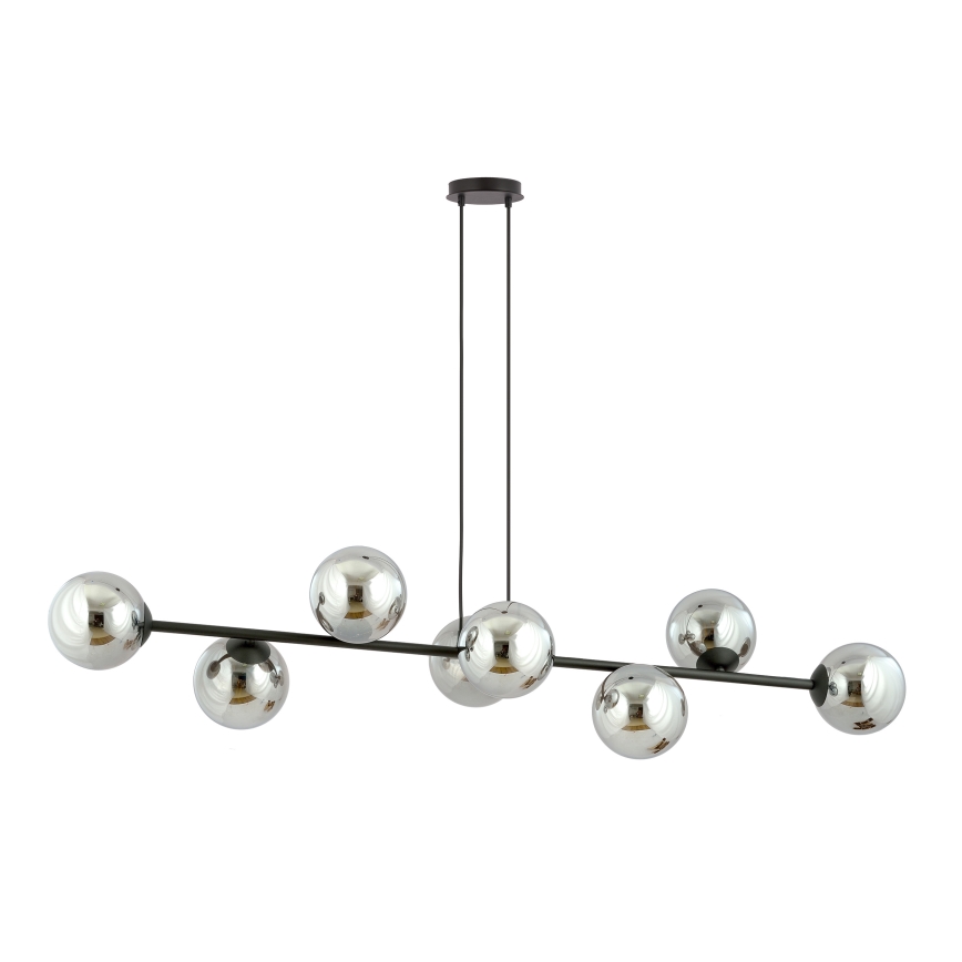 Lampadario a sospensione con filo ROSSI 8xE14/10W/230V nero/grigio