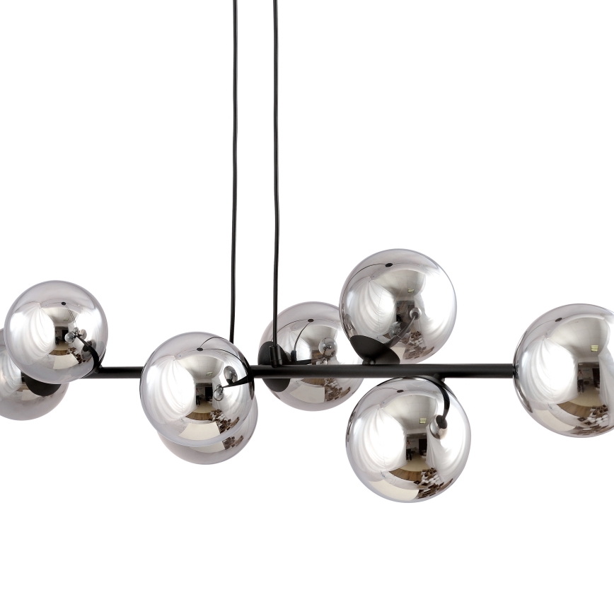 Lampadario a sospensione con filo ROSSI 8xE14/10W/230V nero/grigio