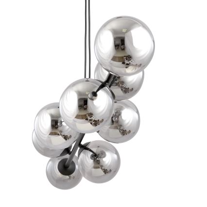 Lampadario a sospensione con filo ROSSI 8xE14/10W/230V nero/grigio