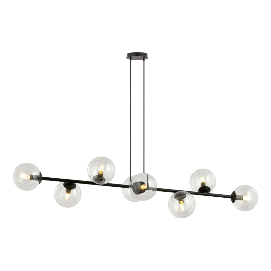 Lampadario a sospensione con filo ROSSI 8xE14/10W/230V nero/limpido