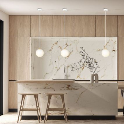 Lampadario a sospensione con filo ROYAL 1xE14/10W/230V diametro 14 cm bianco