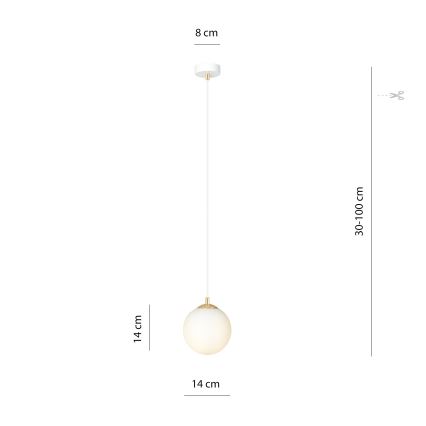 Lampadario a sospensione con filo ROYAL 1xE14/10W/230V diametro 14 cm bianco