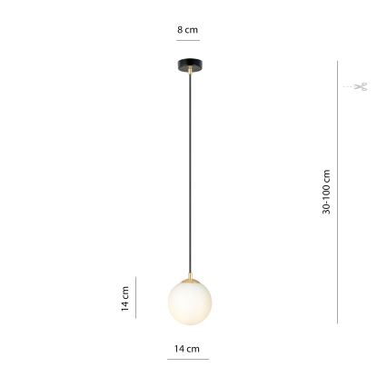 Lampadario a sospensione con filo ROYAL 1xE14/10W/230V diametro 14 cm nero