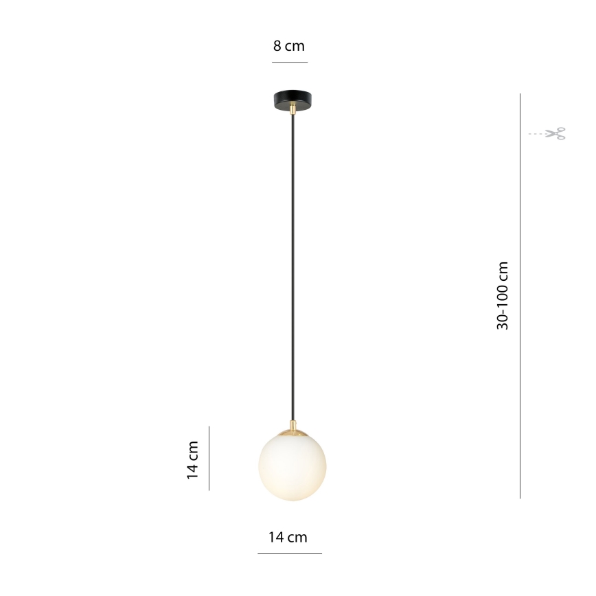 Lampadario a sospensione con filo ROYAL 1xE14/10W/230V diametro 14 cm nero