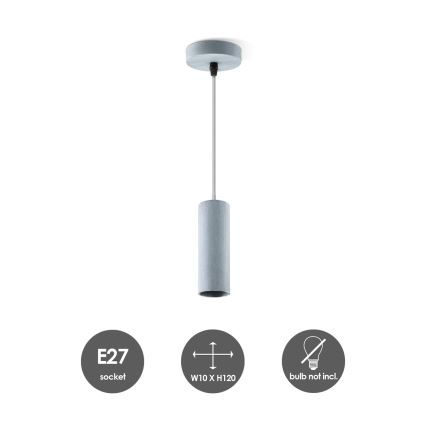 Lampadario a sospensione con filo SAGA 1xE27/40W/230V grigio