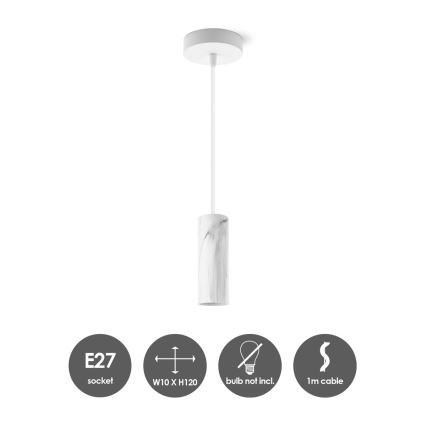 Lampadario a sospensione con filo SAGA 1xE27/40W/230V marmo