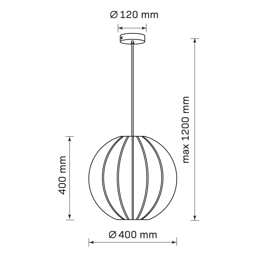 Lampadario a sospensione con filo SENSAI 1xE27/20W/230V diametro 40 cm nero