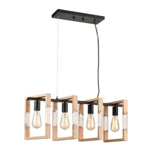 Lampadario a sospensione con filo SERIES 4xE27/11W/230V legno/nero