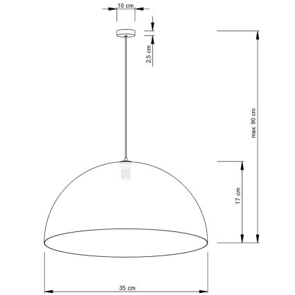 Lampadario a sospensione con filo SFERA 1xE27/60W/230V diametro 35 cm grigio/argento