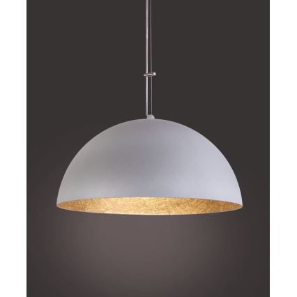 Lampadario a sospensione con filo SFERA 1xE27/60W/230V diametro 50 cm grigio/oro