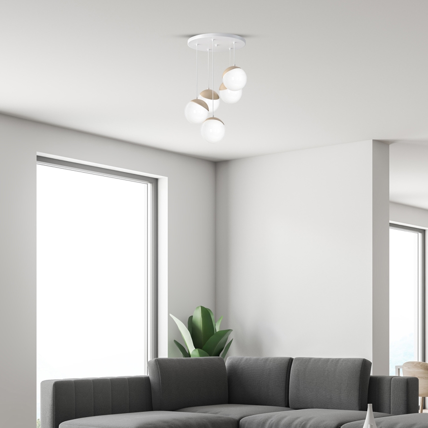 Lampadario a sospensione con filo SFERA WOOD 5xE14/40W/230V