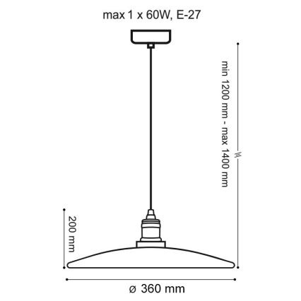 Lampadario a sospensione con filo SHANGHAI 1xE27/60W/230V