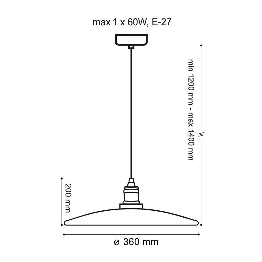 Lampadario a sospensione con filo SHANGHAI 1xE27/60W/230V