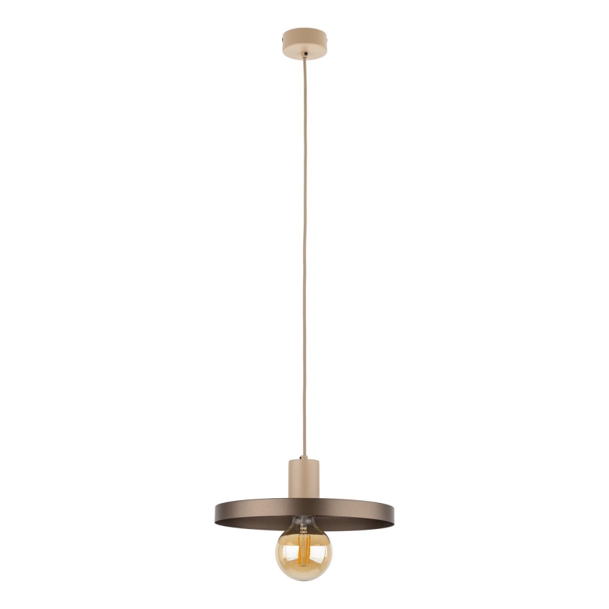 Lampadario a sospensione con filo SILA 1xE27/15W/230V diametro 30 cm marrone/beige
