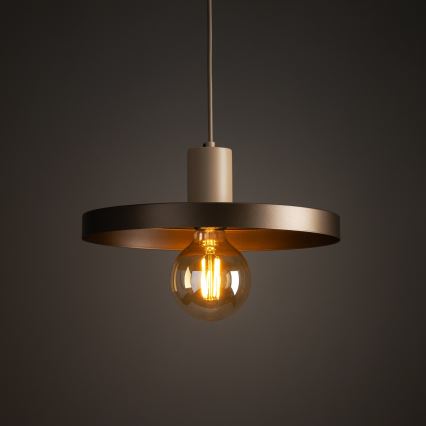 Lampadario a sospensione con filo SILA 1xE27/15W/230V diametro 30 cm marrone/beige