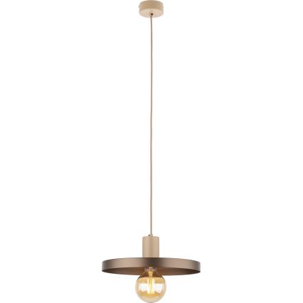 Lampadario a sospensione con filo SILA 1xE27/15W/230V diametro 30 cm marrone/beige