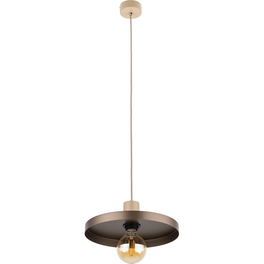 Lampadario a sospensione con filo SILA 1xE27/15W/230V diametro 30 cm marrone/beige