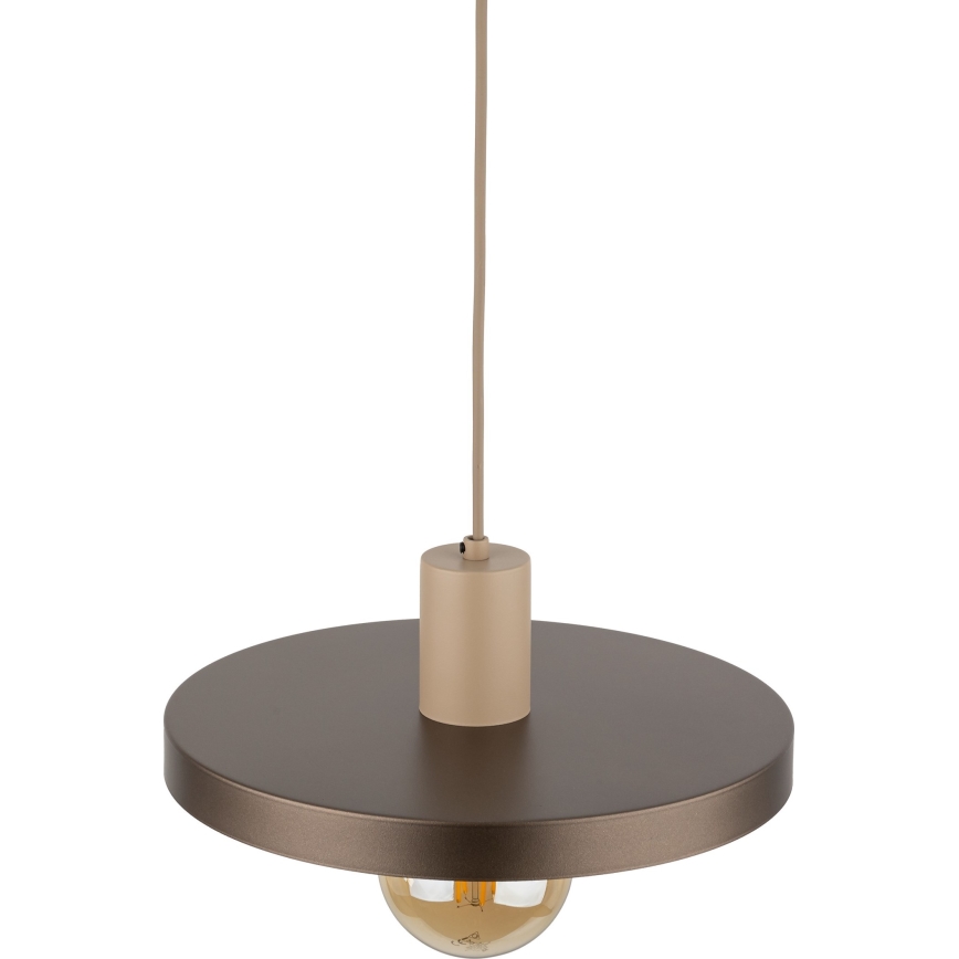 Lampadario a sospensione con filo SILA 1xE27/15W/230V diametro 30 cm marrone/beige
