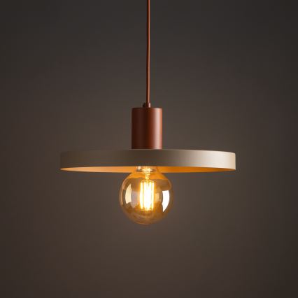 Lampadario a sospensione con filo SILA 1xE27/15W/230V diametro 40 cm beige/color mattone
