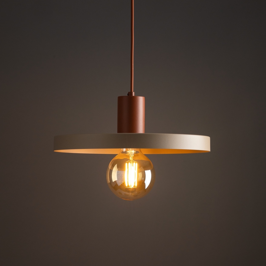 Lampadario a sospensione con filo SILA 1xE27/15W/230V diametro 40 cm beige/color mattone