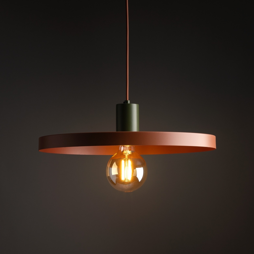 Lampadario a sospensione con filo SILA 1xE27/15W/230V diametro 40 cm color mattone/verde