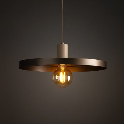 Lampadario a sospensione con filo SILA 1xE27/15W/230V diametro 40 cm marrone/beige