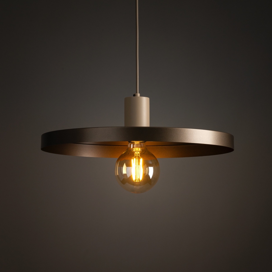 Lampadario a sospensione con filo SILA 1xE27/15W/230V diametro 40 cm marrone/beige