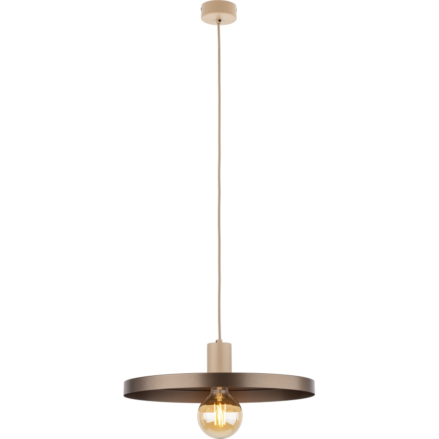 Lampadario a sospensione con filo SILA 1xE27/15W/230V diametro 40 cm marrone/beige