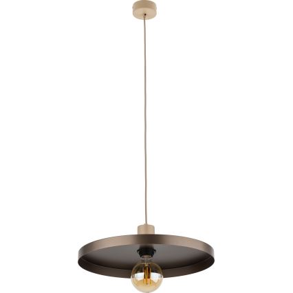 Lampadario a sospensione con filo SILA 1xE27/15W/230V diametro 40 cm marrone/beige
