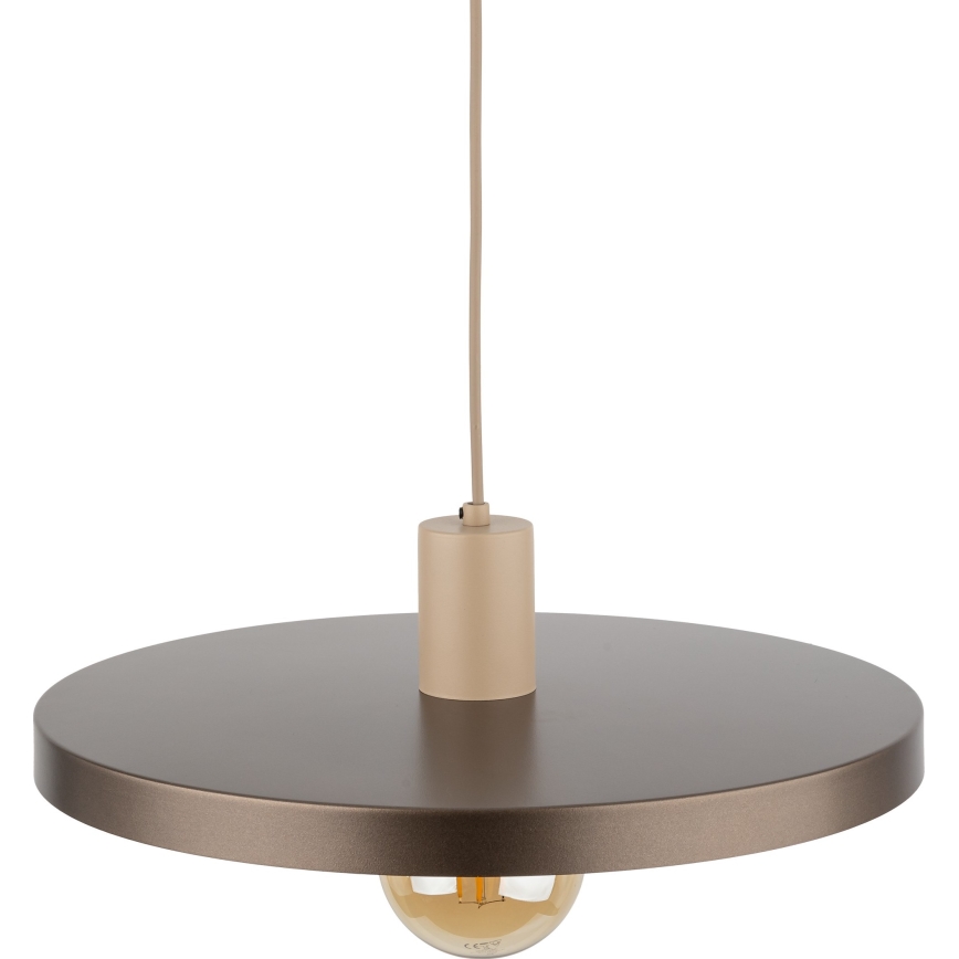 Lampadario a sospensione con filo SILA 1xE27/15W/230V diametro 40 cm marrone/beige