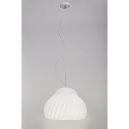 Lampadario a sospensione con filo SILVO 1xE27/60W/230V diametro 38 cm bianco