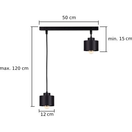 Lampadario a sospensione con filo SIMPLY BLACK 2xE27/60W/230V