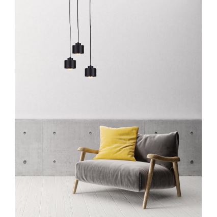 Lampadario a sospensione con filo SIMPLY BLACK 3xE27/60W/230V diametro 32 cm