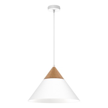 Lampadario a sospensione con filo SINGLE 1xE27/15W/230V bianco/faggio