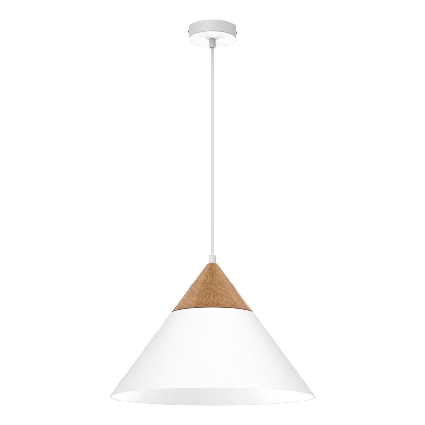 Lampadario a sospensione con filo SINGLE 1xE27/15W/230V bianco/faggio
