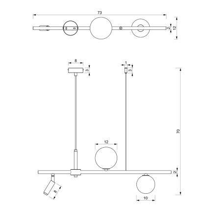 Lampadario a sospensione con filo SIRIO 3xG9/25W/230V nero