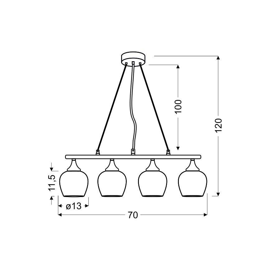 Lampadario a sospensione con filo SIRIUS 4xE27/60W/230V