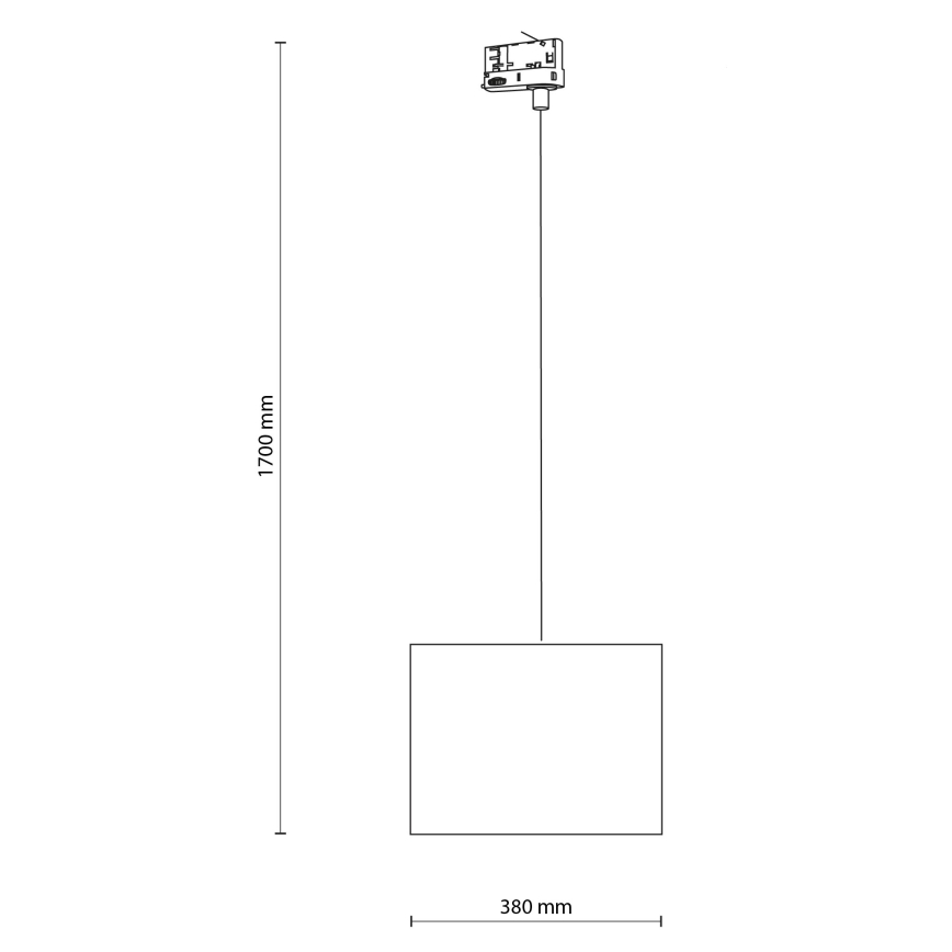 Lampadario a sospensione con filo per sistema a binario trifase TRACER 1xE27/15W/230V diametro 38 cm nero/bianco