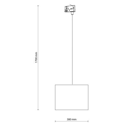 Lampadario a sospensione con filo per sistema a binario trifase TRACER 1xE27/15W/230V diametro 38 cm nero/grigio