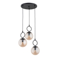 Lampadario a sospensione con filo SITRO 3xE14/10W/230V nero/fumé beige