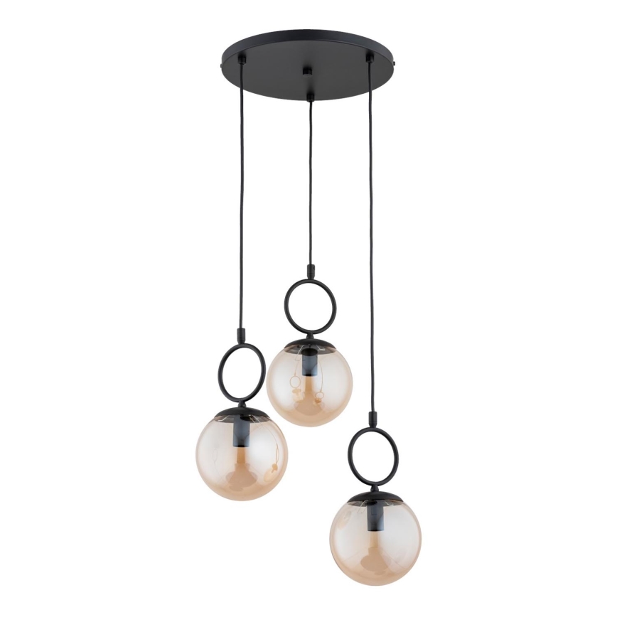 Lampadario a sospensione con filo SITRO 3xE14/10W/230V nero/fumé beige