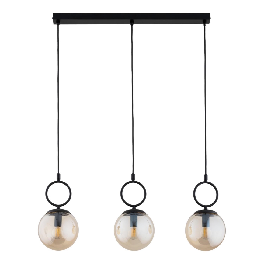 Lampadario a sospensione con filo SITRO 3xE14/10W/230V nero/fumé beige