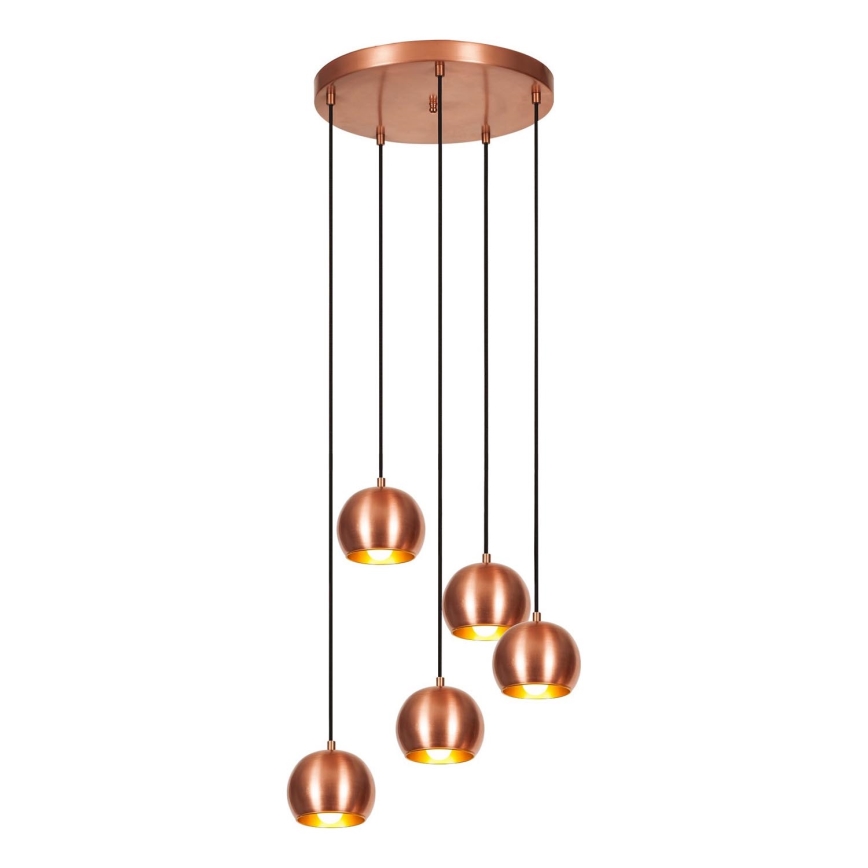 Lampadario a sospensione con filo SIVANI 5xE27/40W/230V rame
