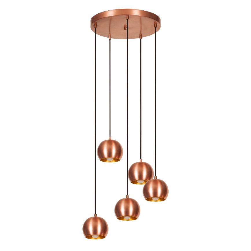 Lampadario a sospensione con filo SIVANI 5xE27/40W/230V rame