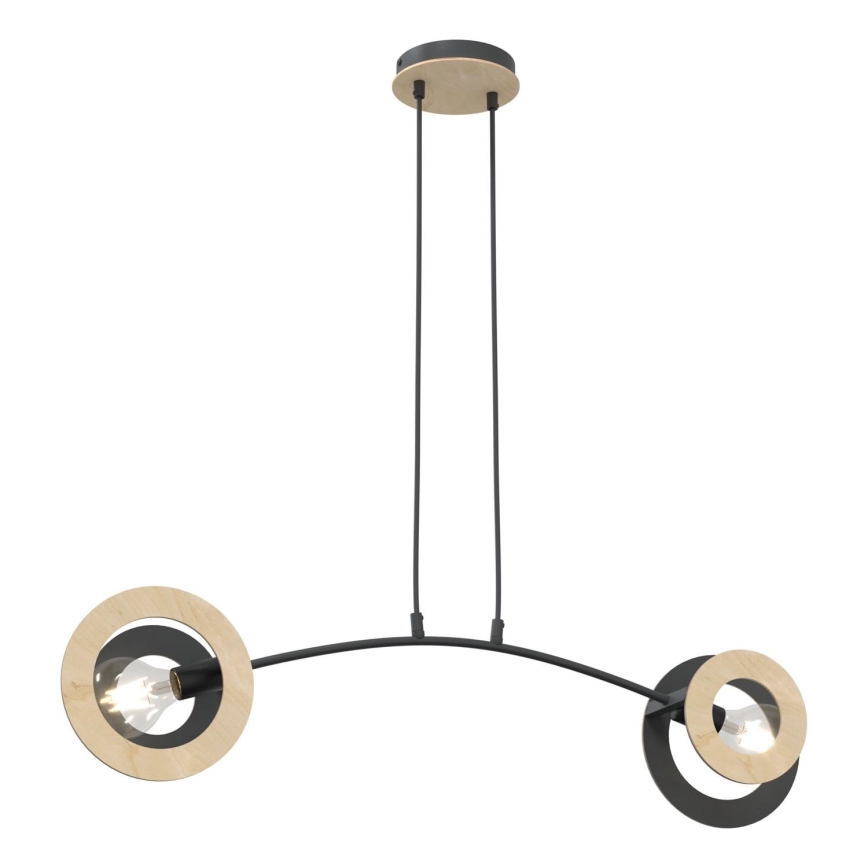Lampadario a sospensione con filo SKIVA 2xE27/15W/230V nero/beige