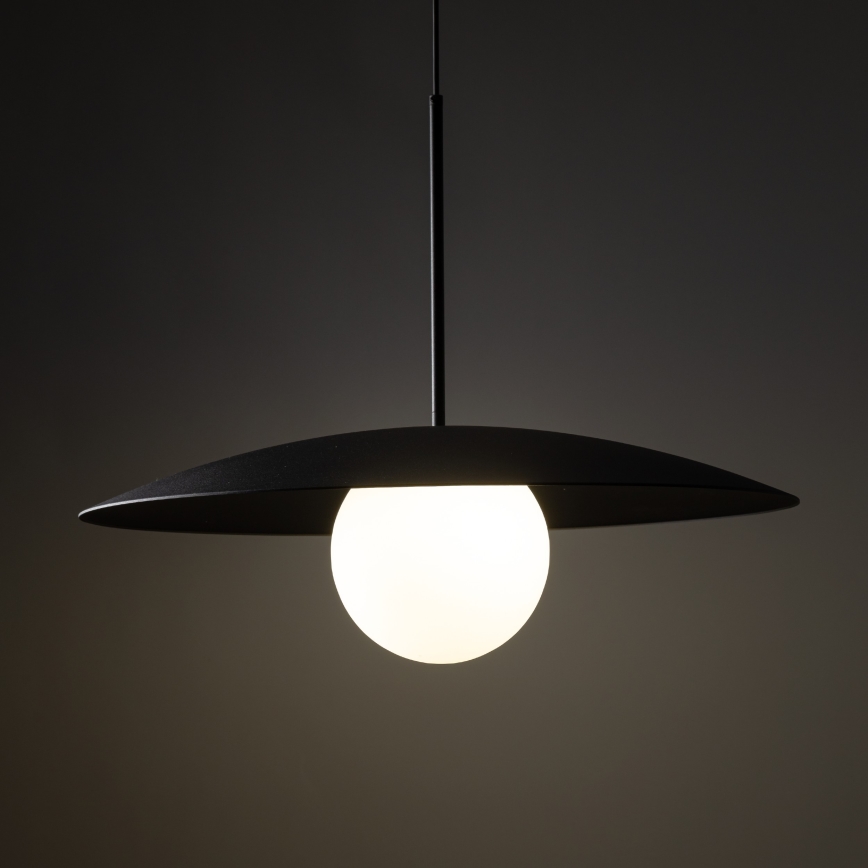 Lampadario a sospensione con filo SLATE 1xE27/15W/230V diametro 65 cm nero