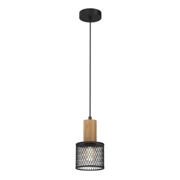 Lampadario a sospensione con filo SOBRESA 1xE27/60W/230V nero/legno