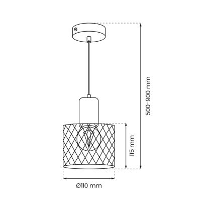 Lampadario a sospensione con filo SOBRESA 1xE27/60W/230V nero/legno