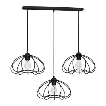 Lampadario a sospensione con filo SOLAR 3xE27/60W/230V nero