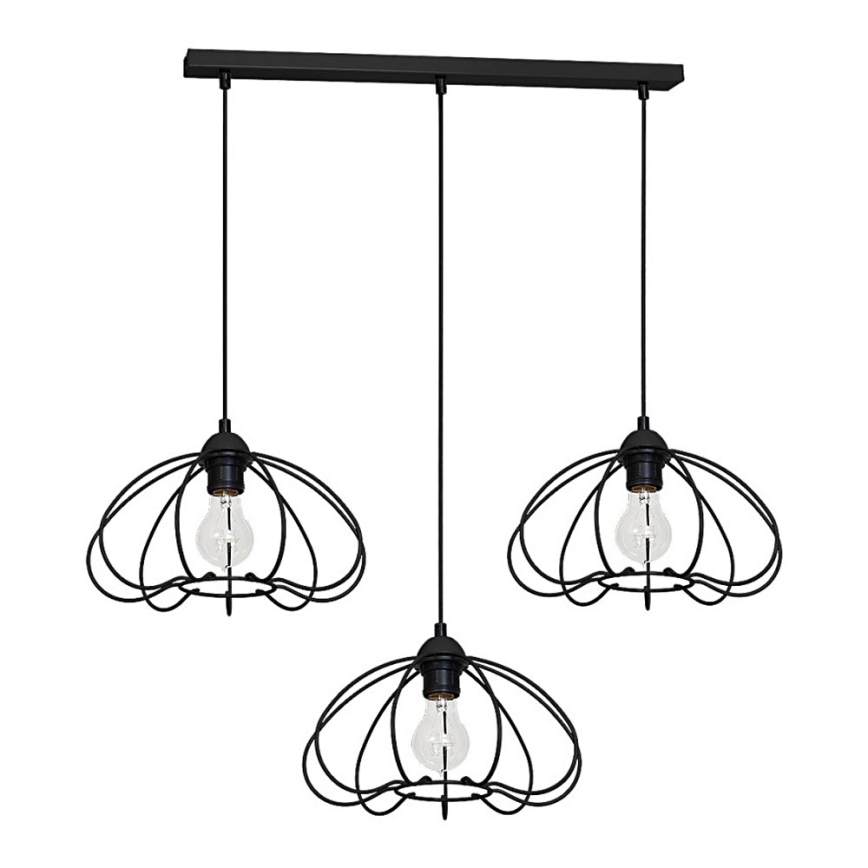 Lampadario a sospensione con filo SOLAR 3xE27/60W/230V nero